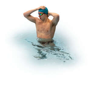 cut out swimmer standing in the pool
