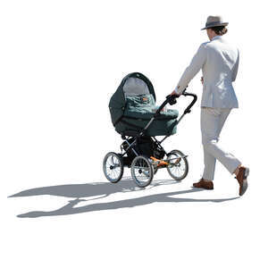 cut out backlit chic man walking a baby
