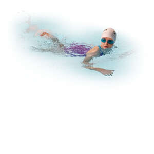 cut out little girl swimming in the pool
