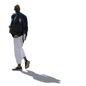 cut out backlit black man walking