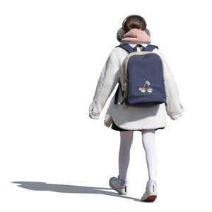 cut out girl with a schoolbag walking outside in autumn