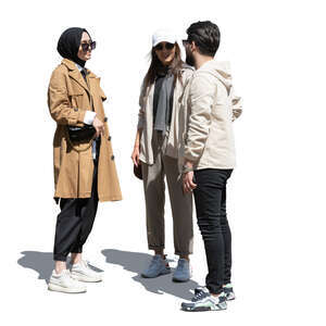 cut out group of middle eastern young people standing and talking