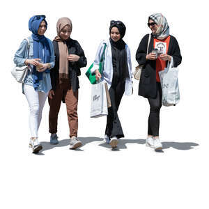 cut out four young muslim girls walking