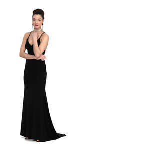cut out woman in a long black dress standing