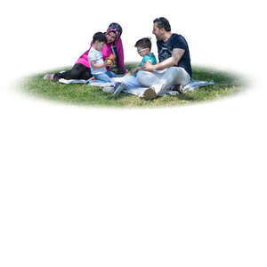 cut out muslim family having a picnic in park