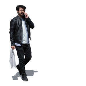 cut out man walking and talking on a phone