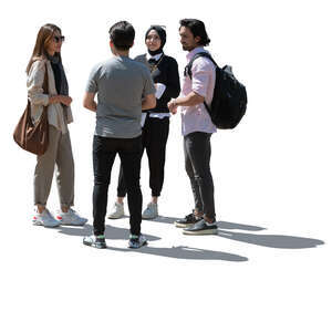 cut out backlit group of middle east people standing and talking