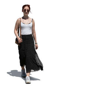 cut out young woman in summer walking