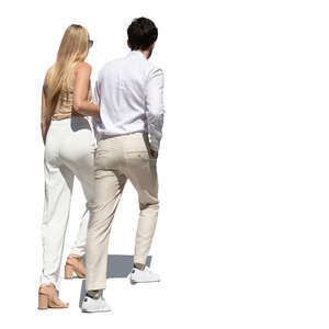 cut out couple in summer walking up the stairs