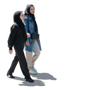 two cut out backlit middle east women walking and talking