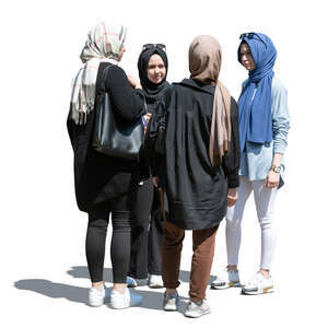 cut out group of teenage muslim girls standing