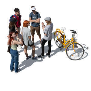 cut out top view of teenagers hanging out