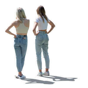 two cut out backlit women in summer standing
