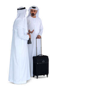 two cut out arab men standing and talking