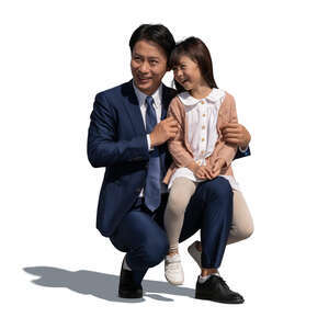 cut out man with his little daughter squatting