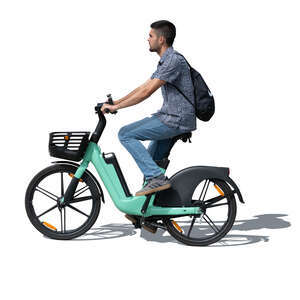 cut out man riding an electric bike