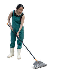 cut out asian woman working in the garden