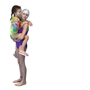 two girls standing together in the pool area