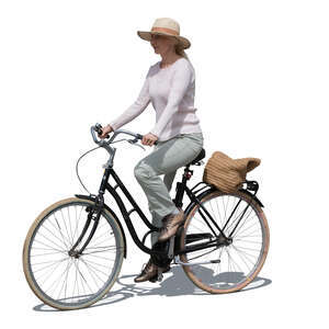 cut out older lady riding a bike