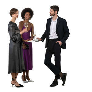 cut out group of people at a party standing and drinking