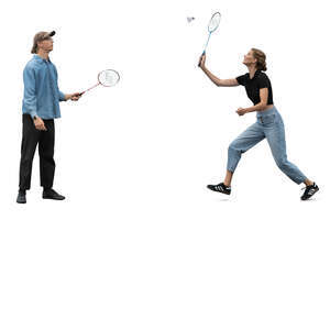 cut out man and woman playing badminton