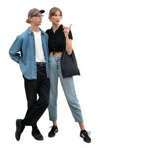 cut out couple standing and discussing smth