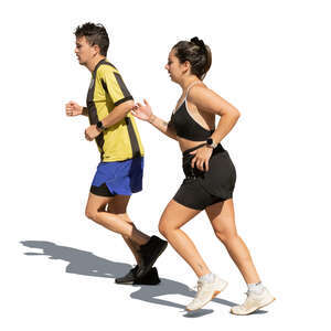 cut out man and woman jogging