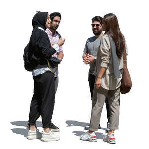 group of young people standing and talking