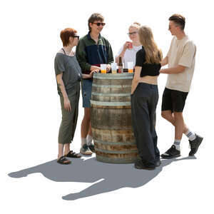 cut out backlit group of young people hanging out in a trendy bar
