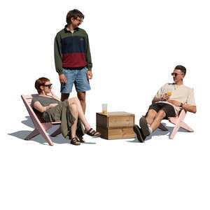 cut out people in summer relaxing in a casual outdoor cafe 