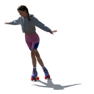 cut out backlit woman roller skating