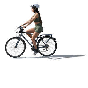woman with a helmet riding a bike