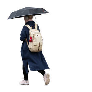 cut out woman with un umbrella walking in the rain