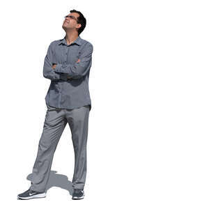 cut out man standing and looking up