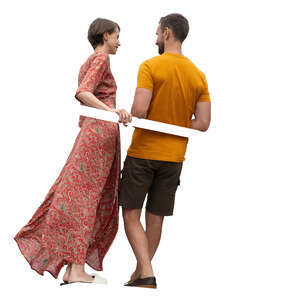 two people standing up on a balcony and talking