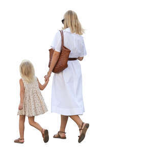 woman and her daughter walking hand in hand
