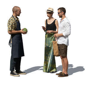cut out people buying vegetables at farmers market