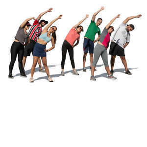 cut out group of people working out in the open air