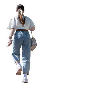cut out woman walking up the stairs