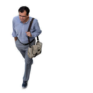 cut out man walking seen from higher angle