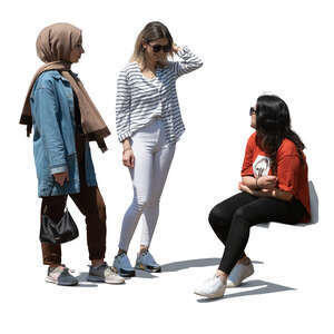 cut out multicultural group of girls hanging out