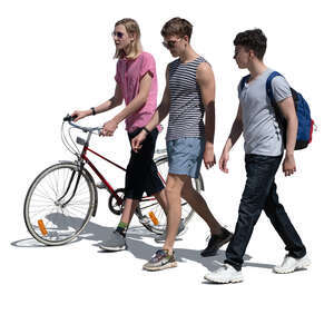 cut out group of boys walking and talking