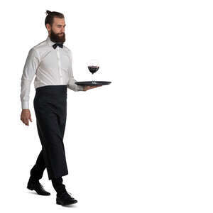 cut out waiter in a fancy restaurant serving wine