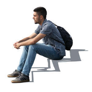 cut out man sitting on the stairs