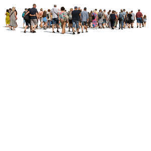 cut out large group of people walking outside on the street