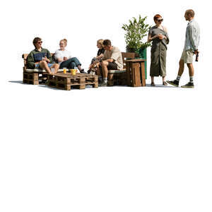 group of young people hanging in a casual cafe