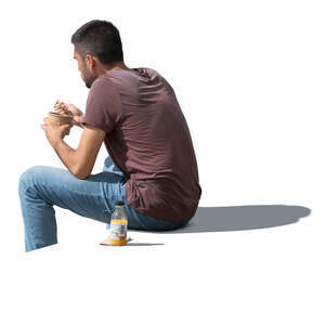 cut out man sitting and eating