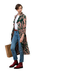 woman with a big shopping bag walking
