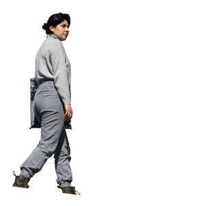 cut out woman walking seen from below