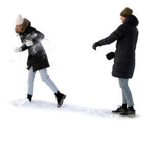 two people having a fun snow fight